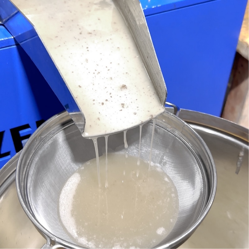 Filtered through fine cloth and sieve with no added chemicals or preservatives