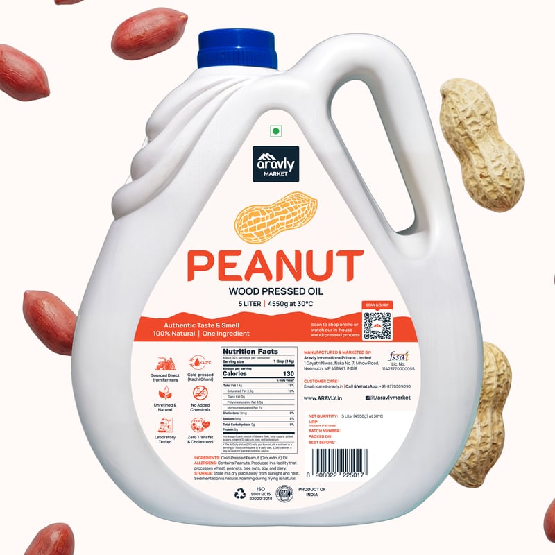Wood Cold Pressed (Ghani) Peanut (Groundnut) Oil