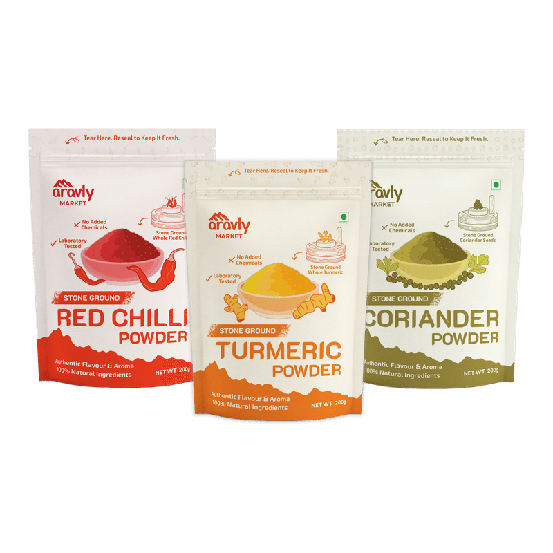 Stone Ground Spices | Turmeric, Red Chilli, Coriander Powder