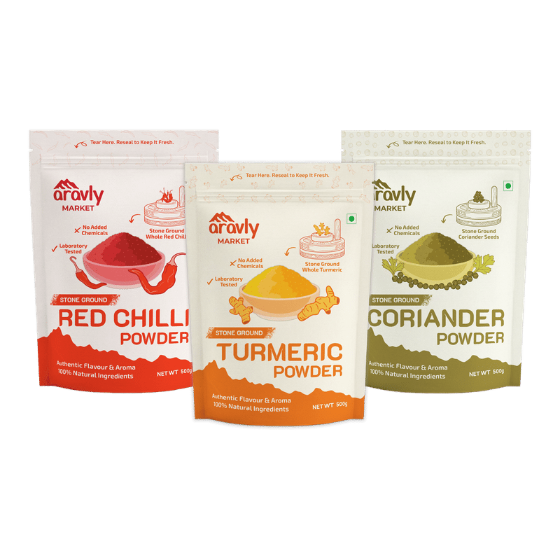 Stone Ground Spices | Turmeric, Red Chilli, Coriander Powder